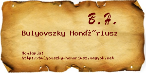 Bulyovszky Honóriusz névjegykártya